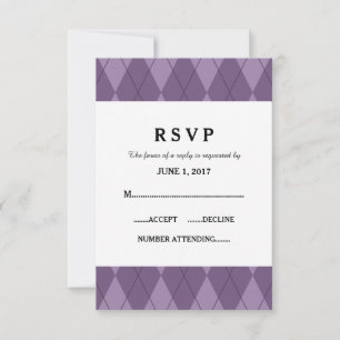 Cartão de Resposta de Casamento de Argyle Roxo