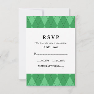 Cartão de Resposta de Casamento de Argyle Verde