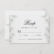 Cartão de Resposta de Casamento de Bambu Moderno