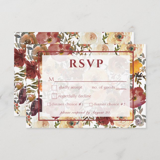 Cartão de Resposta de Casamento de Buquês de Cores (Frente/Verso)