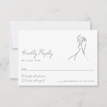 Cartão de Resposta de Casamento de Casal com Arte 