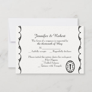 Cartão de Resposta de Casamento de Chave Negra e B