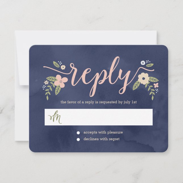 Cartão de Resposta de Casamento de Cor Editável po (Frente)