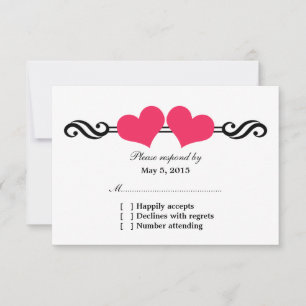 Cartão de Resposta de Casamento de Corações Elegan