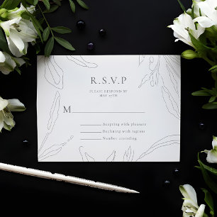Cartão de Resposta de Casamento de Desenho Floral 