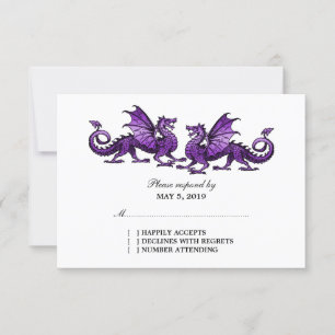 Cartão de Resposta de Casamento de Dragões Elegant