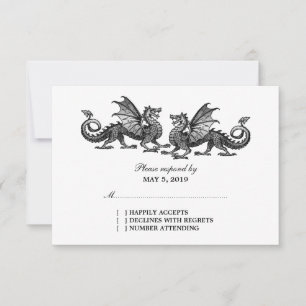 Cartão de Resposta de Casamento de Dragões Elegant