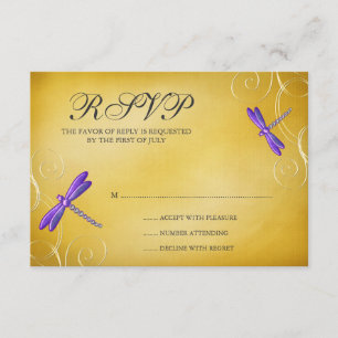 Cartão de Resposta de Casamento de Dragonfly Doura
