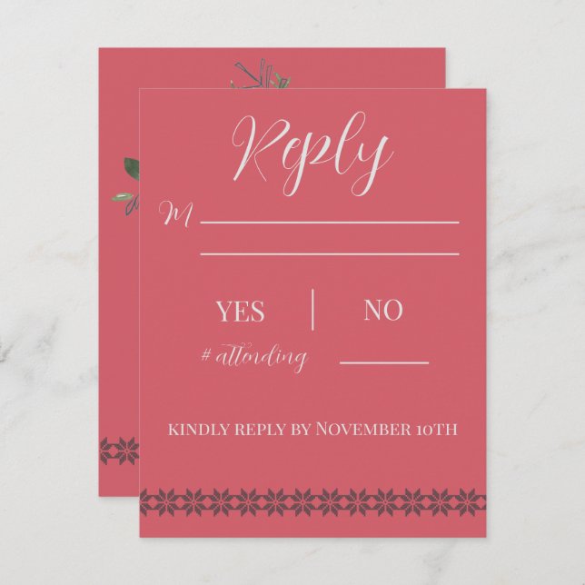 Cartão de Resposta de Casamento de Férias no Lodge (Frente/Verso)