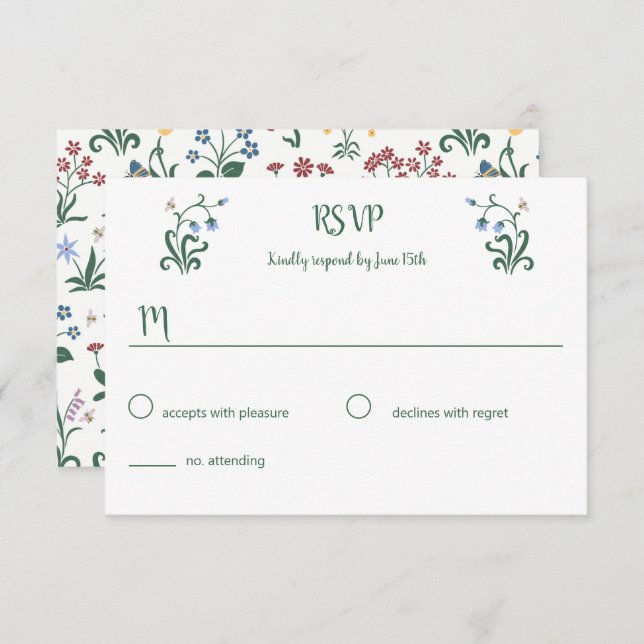 Cartão de Resposta de Casamento de Flores Brancas  (Frente/Verso)