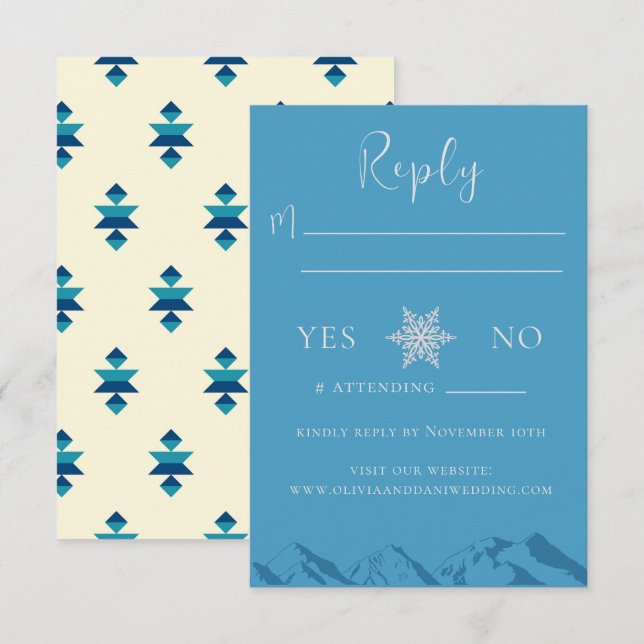 Cartão de Resposta de Casamento de Flores de Monta (Frente/Verso)