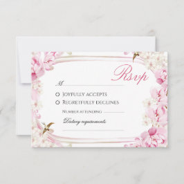 Cartão de Resposta de Casamento de Flores e Pássar