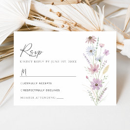 Cartão de Resposta de Casamento de Flores Silvestr