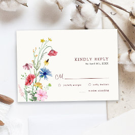 Cartão de Resposta de Casamento de Flores Silvestr