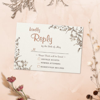 Cartão de Resposta de Casamento de Flores Silvestr