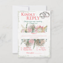 Cartão de Resposta de Casamento de Grama dos Pampa