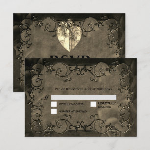 Cartão de Resposta de Casamento de Halloween Dark