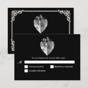 Cartão de Resposta de Casamento de Halloween Dark