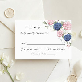 Cartão de Resposta de Casamento de Hortênsia Azul 
