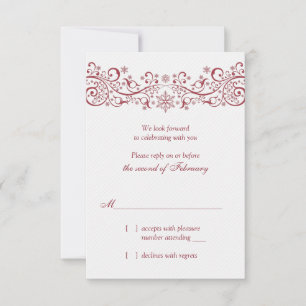 Cartão de Resposta de Casamento de Inverno Floco d