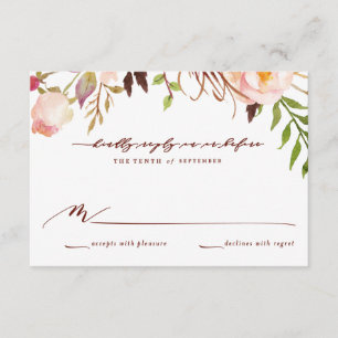 Cartão de Resposta de Casamento de Marsala e Boho