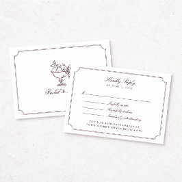 Cartão de Resposta de Casamento de Moldura Dupla B