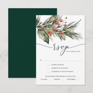 Cartão de Resposta de Casamento de Natal em Aquare