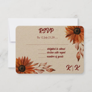 Cartão de Resposta de Casamento de outono Rustic&C