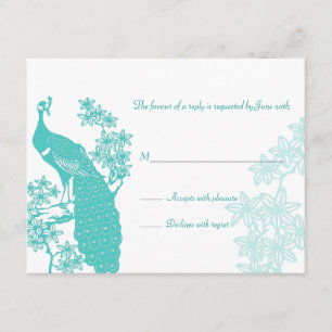 Cartão de Resposta de Casamento de Peacock