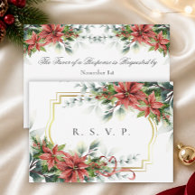 Cartão de Resposta de Casamento de Poinsettia de F