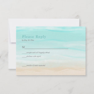 Cartão de Resposta de Casamento de Praia Abstrato 