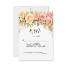 Cartão de Resposta de Casamento de Rosa Floral Vin