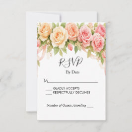 Cartão de Resposta de Casamento de Rosa Floral Vin