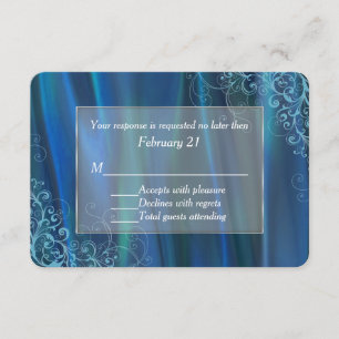 Cartão de Resposta de Casamento de Satin Blue Chic