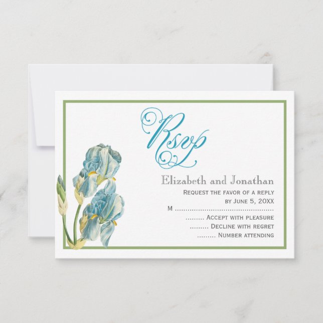 Cartão de Resposta de Casamento de Script Iris Azu (Frente)