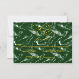 cartão de resposta de casamento de seda verde esme