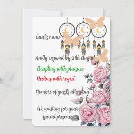 Cartão de Resposta de Casamento de Sonho com Flora
