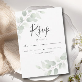 Cartão de Resposta de Casamento de Verde Folhagem