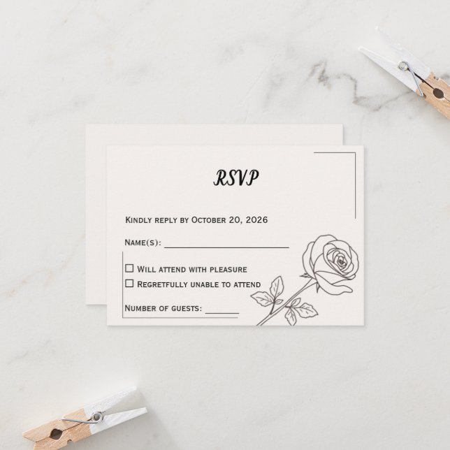 Cartão de Resposta de Casamento | Design Minimalis (Frente/Verso In Situ)