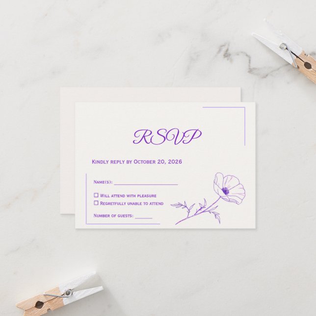 Cartão de Resposta de Casamento | Design Minimalis (Frente/Verso In Situ)