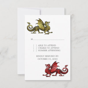 Cartão de Resposta de Casamento do Dragão Vermelho