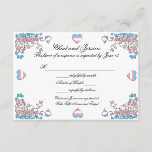 Cartão de Resposta de Casamento do Orgulho Transgê