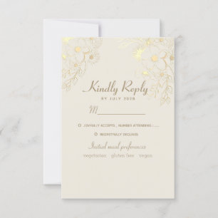 Cartão de Resposta de Casamento Dourado Escolha do