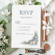 Cartão de Resposta de Casamento Dusty Blue Villa R