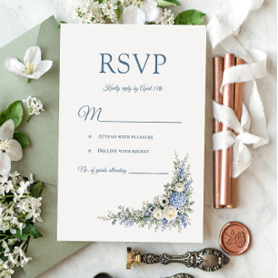 Cartão de Resposta de Casamento Dusty Blue Villa R