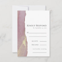 Cartão de Resposta de Casamento Dusty Pink Gold RS