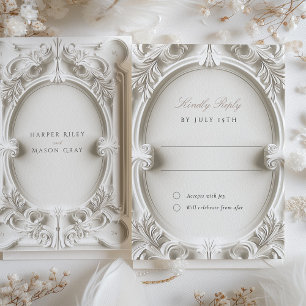 Cartão de Resposta de Casamento Elegância Barroca