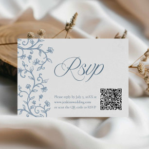Cartão de Resposta de Casamento Elegante Azul Toil
