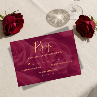 Cartão de resposta de casamento elegante burgundy