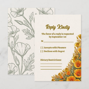 Cartão de Resposta de Casamento Elegante Californi